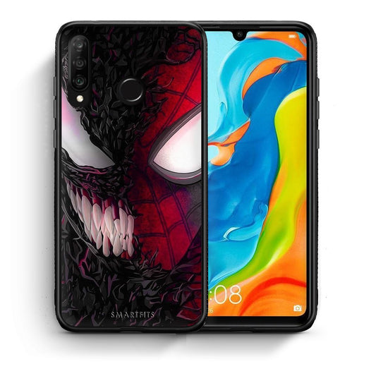 Θήκη Huawei P30 Lite SpiderVenom PopArt από τη Smartfits με σχέδιο στο πίσω μέρος και μαύρο περίβλημα | Huawei P30 Lite SpiderVenom PopArt case with colorful back and black bezels