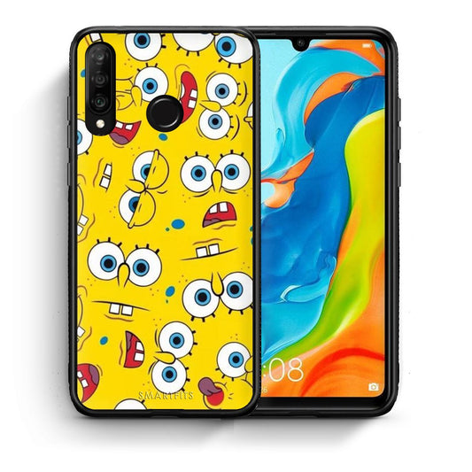 Θήκη Huawei P30 Lite Sponge PopArt από τη Smartfits με σχέδιο στο πίσω μέρος και μαύρο περίβλημα | Huawei P30 Lite Sponge PopArt case with colorful back and black bezels