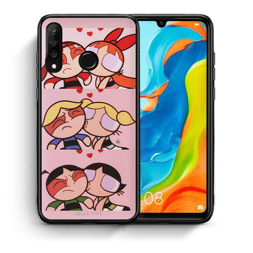 Θήκη Αγίου Βαλεντίνου Huawei P30 Lite Puff Love από τη Smartfits με σχέδιο στο πίσω μέρος και μαύρο περίβλημα | Huawei P30 Lite Puff Love case with colorful back and black bezels