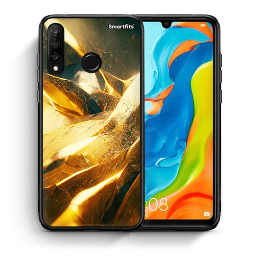 Θήκη Huawei P30 Lite Real Gold από τη Smartfits με σχέδιο στο πίσω μέρος και μαύρο περίβλημα | Huawei P30 Lite Real Gold case with colorful back and black bezels