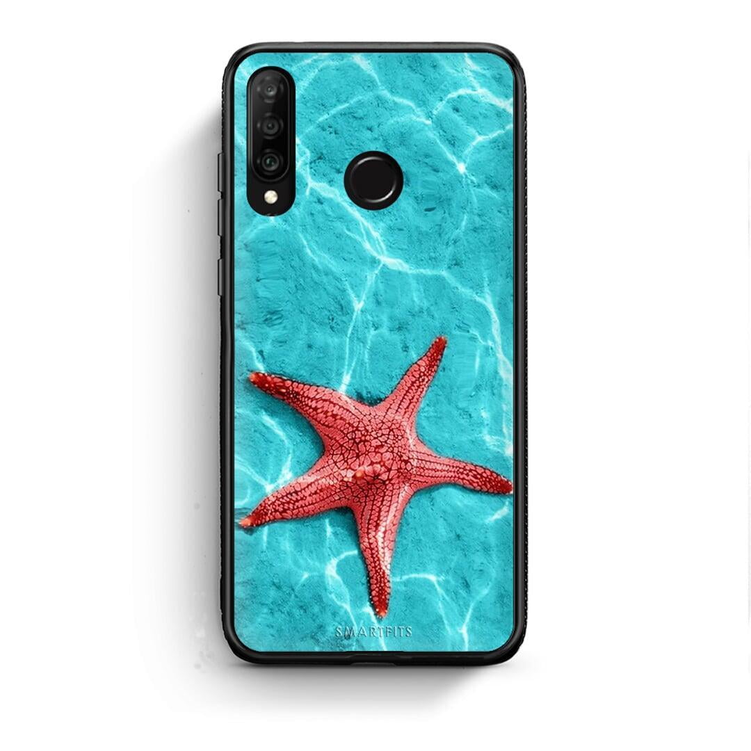 Huawei P30 Lite Red Starfish Θήκη από τη Smartfits με σχέδιο στο πίσω μέρος και μαύρο περίβλημα | Smartphone case with colorful back and black bezels by Smartfits