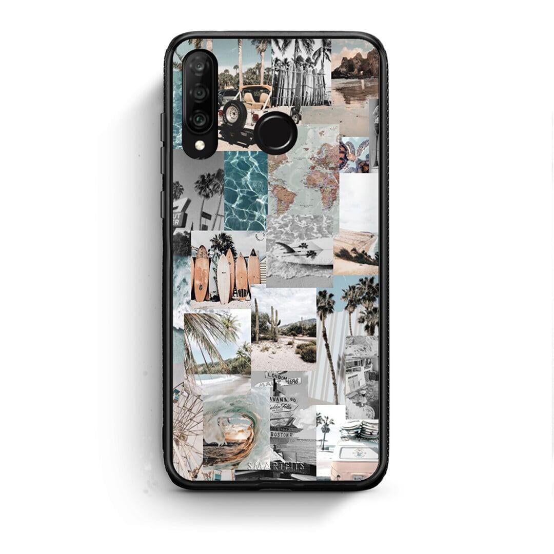 Huawei P30 Lite Retro Beach Life Θήκη από τη Smartfits με σχέδιο στο πίσω μέρος και μαύρο περίβλημα | Smartphone case with colorful back and black bezels by Smartfits