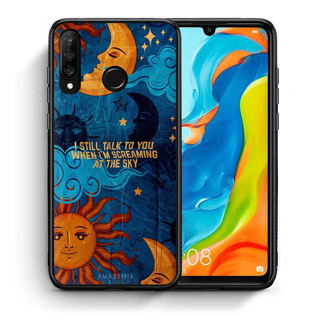 Θήκη Huawei P30 Lite Screaming Sky από τη Smartfits με σχέδιο στο πίσω μέρος και μαύρο περίβλημα | Huawei P30 Lite Screaming Sky case with colorful back and black bezels
