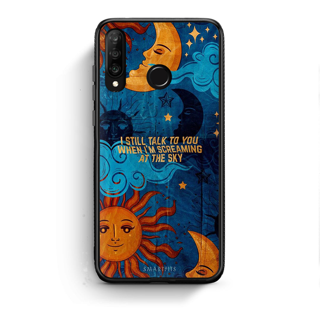 Huawei P30 Lite Screaming Sky θήκη από τη Smartfits με σχέδιο στο πίσω μέρος και μαύρο περίβλημα | Smartphone case with colorful back and black bezels by Smartfits