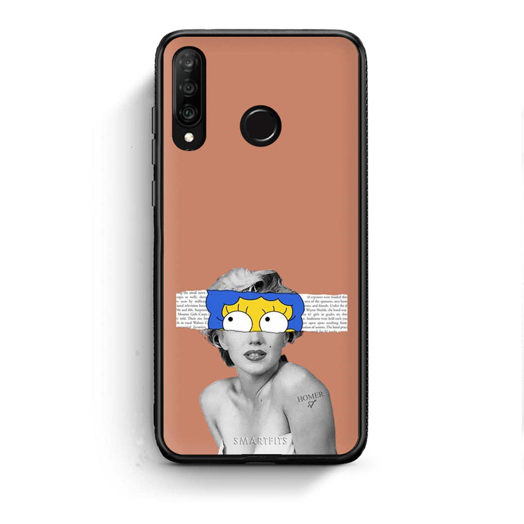 Huawei P30 Lite Sim Merilyn θήκη από τη Smartfits με σχέδιο στο πίσω μέρος και μαύρο περίβλημα | Smartphone case with colorful back and black bezels by Smartfits