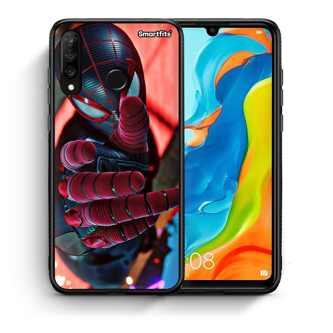 Θήκη Huawei P30 Lite Spider Hand από τη Smartfits με σχέδιο στο πίσω μέρος και μαύρο περίβλημα | Huawei P30 Lite Spider Hand case with colorful back and black bezels