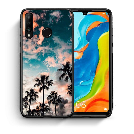 Θήκη Huawei P30 Lite Sky Summer από τη Smartfits με σχέδιο στο πίσω μέρος και μαύρο περίβλημα | Huawei P30 Lite Sky Summer case with colorful back and black bezels