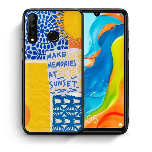 Θήκη Huawei P30 Lite Sunset Memories από τη Smartfits με σχέδιο στο πίσω μέρος και μαύρο περίβλημα | Huawei P30 Lite Sunset Memories case with colorful back and black bezels