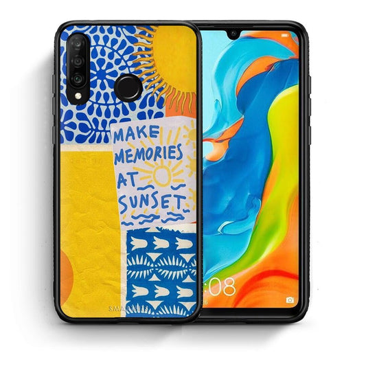 Θήκη Huawei P30 Lite Sunset Memories από τη Smartfits με σχέδιο στο πίσω μέρος και μαύρο περίβλημα | Huawei P30 Lite Sunset Memories case with colorful back and black bezels