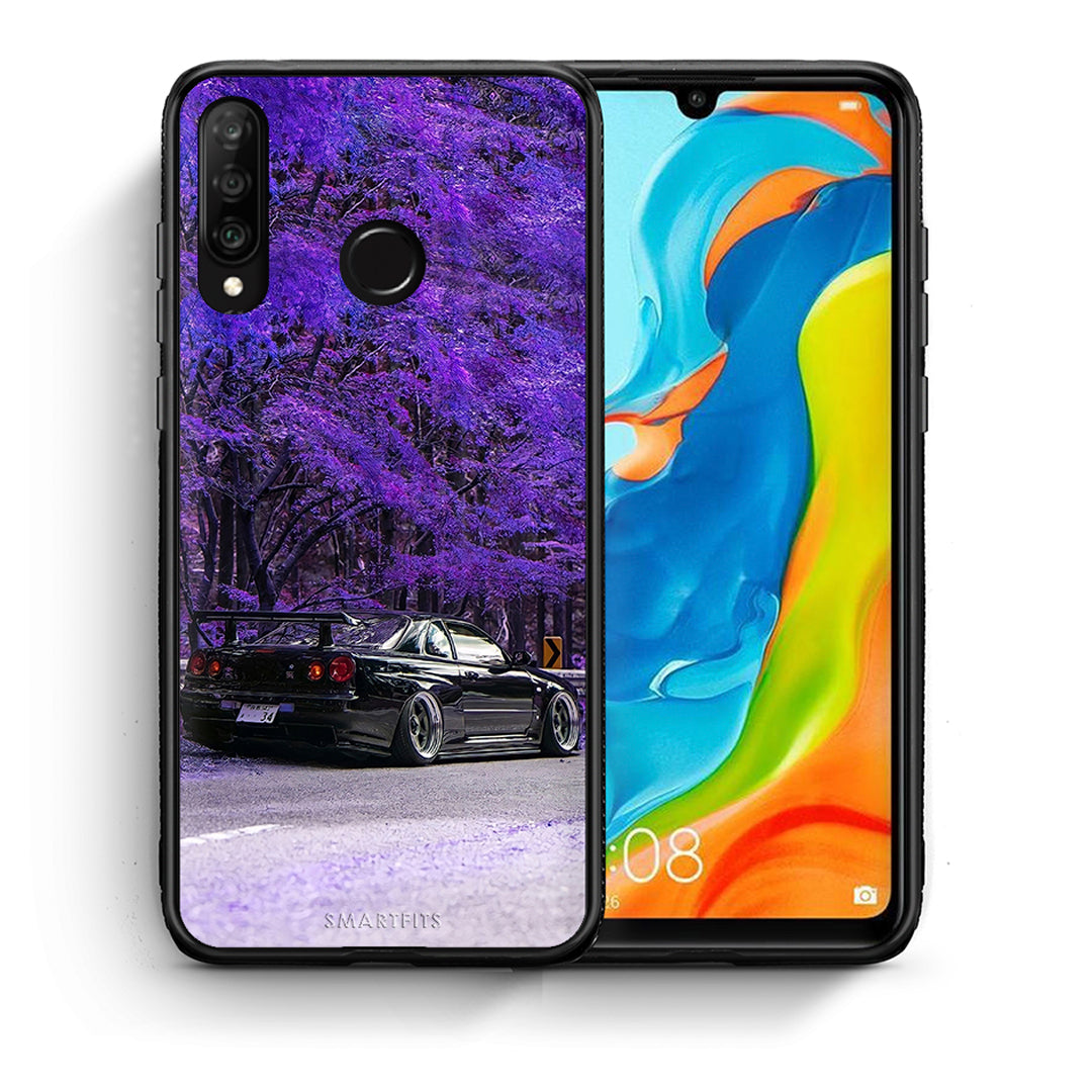 Θήκη Αγίου Βαλεντίνου Huawei P30 Lite Super Car από τη Smartfits με σχέδιο στο πίσω μέρος και μαύρο περίβλημα | Huawei P30 Lite Super Car case with colorful back and black bezels