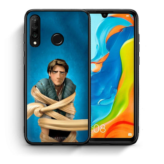 Θήκη Αγίου Βαλεντίνου Huawei P30 Lite Tangled 1 από τη Smartfits με σχέδιο στο πίσω μέρος και μαύρο περίβλημα | Huawei P30 Lite Tangled 1 case with colorful back and black bezels
