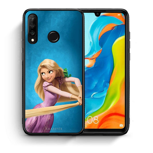 Θήκη Αγίου Βαλεντίνου Huawei P30 Lite Tangled 2 από τη Smartfits με σχέδιο στο πίσω μέρος και μαύρο περίβλημα | Huawei P30 Lite Tangled 2 case with colorful back and black bezels