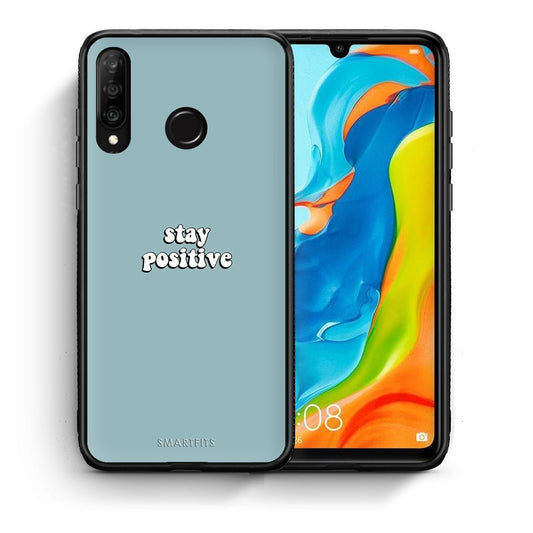 Θήκη Huawei P30 Lite Positive Text από τη Smartfits με σχέδιο στο πίσω μέρος και μαύρο περίβλημα | Huawei P30 Lite Positive Text case with colorful back and black bezels