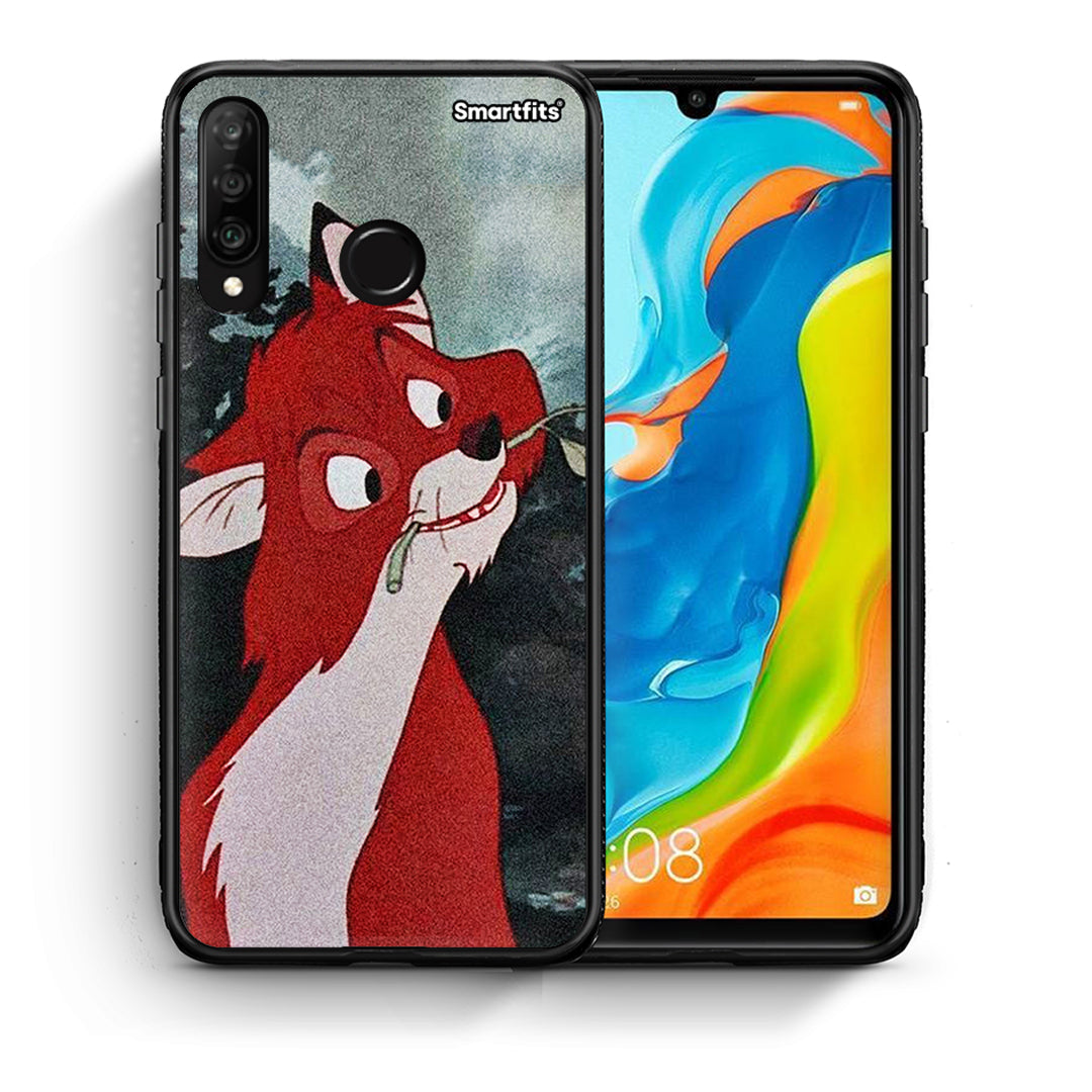 Θήκη Huawei P30 Lite Tod And Vixey Love 1 από τη Smartfits με σχέδιο στο πίσω μέρος και μαύρο περίβλημα | Huawei P30 Lite Tod And Vixey Love 1 case with colorful back and black bezels