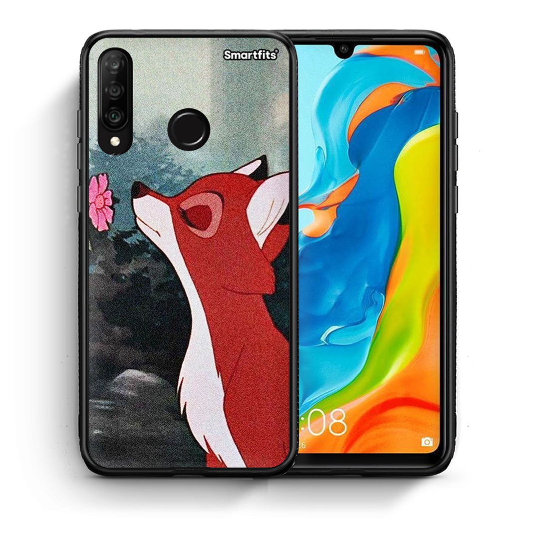 Θήκη Huawei P30 Lite Tod And Vixey Love 2 από τη Smartfits με σχέδιο στο πίσω μέρος και μαύρο περίβλημα | Huawei P30 Lite Tod And Vixey Love 2 case with colorful back and black bezels