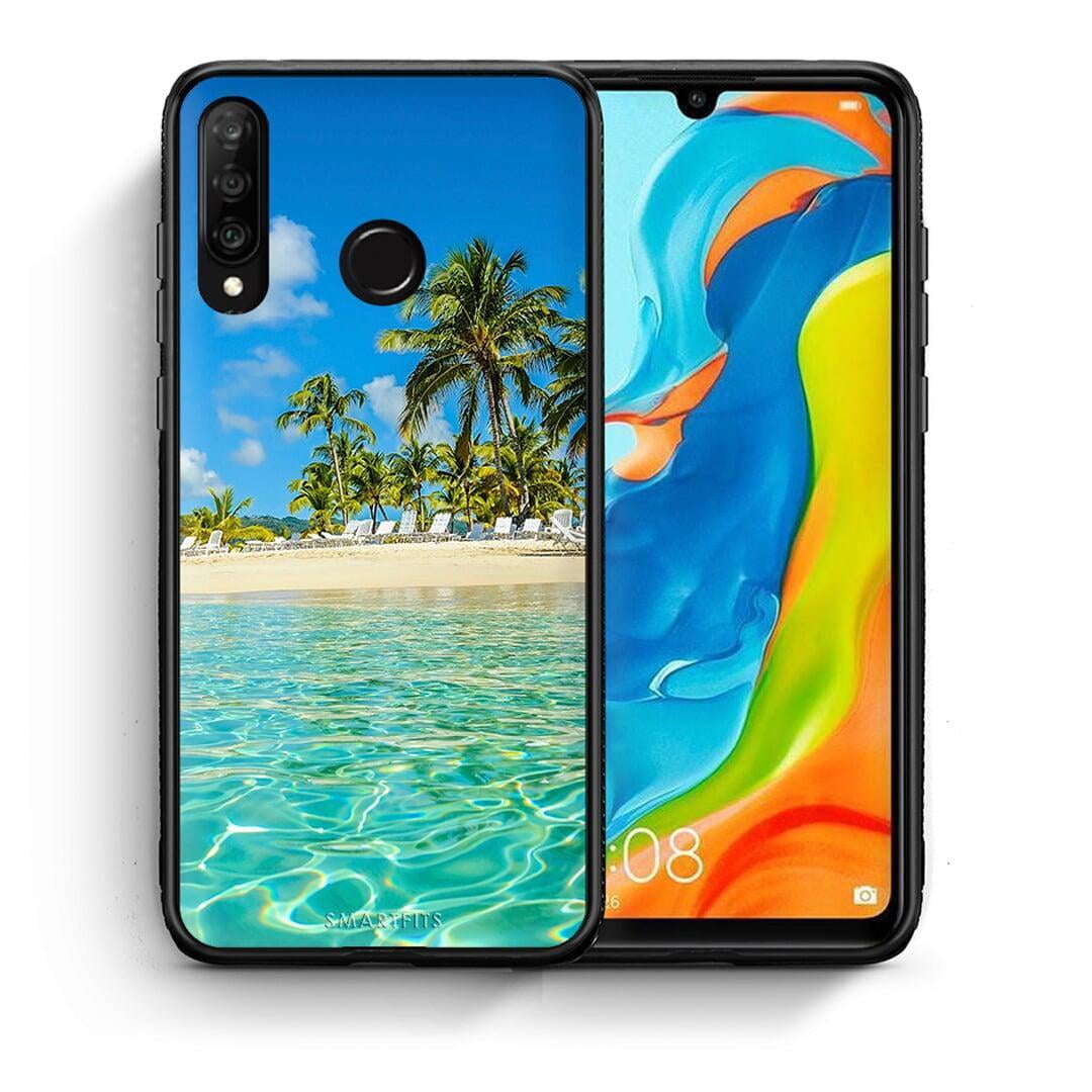 Θήκη Huawei P30 Lite Tropical Vibes από τη Smartfits με σχέδιο στο πίσω μέρος και μαύρο περίβλημα | Huawei P30 Lite Tropical Vibes case with colorful back and black bezels