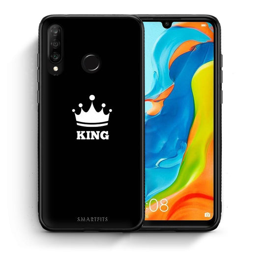 Θήκη Huawei P30 Lite King Valentine από τη Smartfits με σχέδιο στο πίσω μέρος και μαύρο περίβλημα | Huawei P30 Lite King Valentine case with colorful back and black bezels