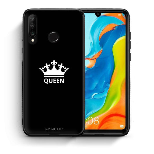 Θήκη Huawei P30 Lite Queen Valentine από τη Smartfits με σχέδιο στο πίσω μέρος και μαύρο περίβλημα | Huawei P30 Lite Queen Valentine case with colorful back and black bezels