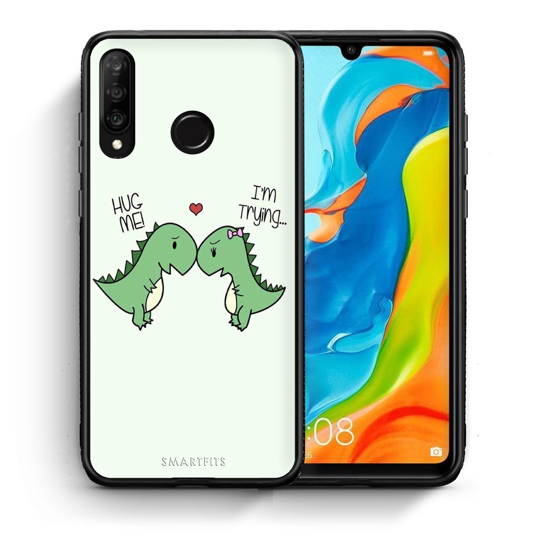 Θήκη Huawei P30 Lite Rex Valentine από τη Smartfits με σχέδιο στο πίσω μέρος και μαύρο περίβλημα | Huawei P30 Lite Rex Valentine case with colorful back and black bezels