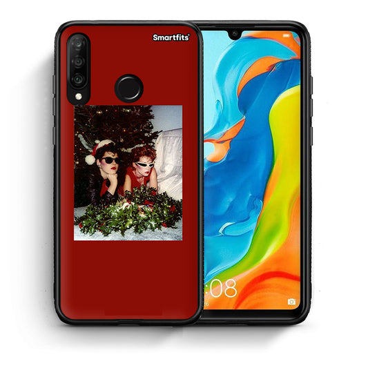 Θήκη Huawei P30 Lite Waiting For Xmas από τη Smartfits με σχέδιο στο πίσω μέρος και μαύρο περίβλημα | Huawei P30 Lite Waiting For Xmas case with colorful back and black bezels