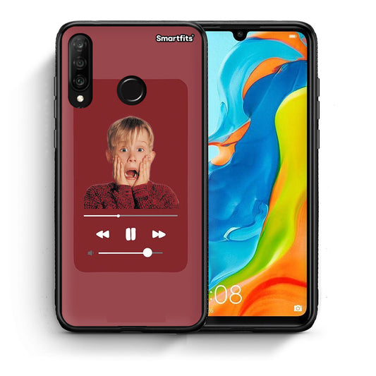 Θήκη Huawei P30 Lite Xmas Alone Music από τη Smartfits με σχέδιο στο πίσω μέρος και μαύρο περίβλημα | Huawei P30 Lite Xmas Alone Music case with colorful back and black bezels