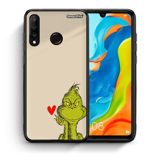 Θήκη Huawei P30 Lite Xmas Grinch από τη Smartfits με σχέδιο στο πίσω μέρος και μαύρο περίβλημα | Huawei P30 Lite Xmas Grinch case with colorful back and black bezels