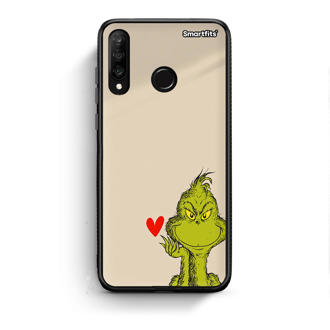 Huawei P30 Lite Xmas Grinch θήκη από τη Smartfits με σχέδιο στο πίσω μέρος και μαύρο περίβλημα | Smartphone case with colorful back and black bezels by Smartfits