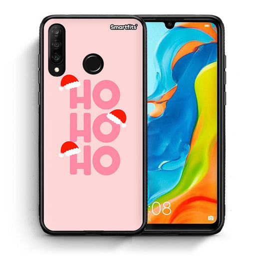 Θήκη Huawei P30 Lite Xmas Ho Ho Ho από τη Smartfits με σχέδιο στο πίσω μέρος και μαύρο περίβλημα | Huawei P30 Lite Xmas Ho Ho Ho case with colorful back and black bezels