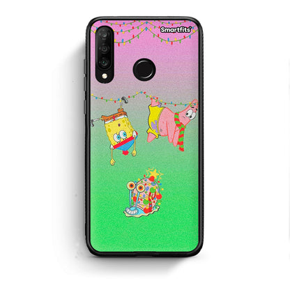 Huawei P30 Lite Xmas Lights θήκη από τη Smartfits με σχέδιο στο πίσω μέρος και μαύρο περίβλημα | Smartphone case with colorful back and black bezels by Smartfits