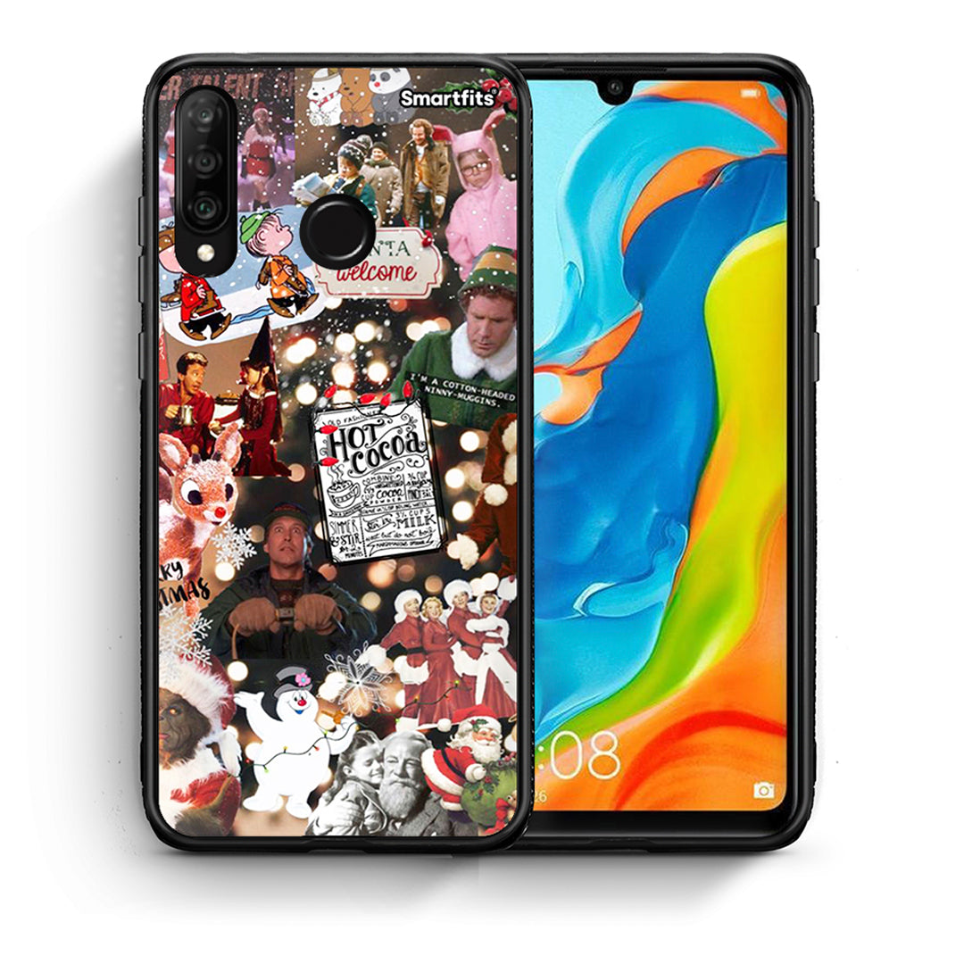 Θήκη Huawei P30 Lite Xmas Movies από τη Smartfits με σχέδιο στο πίσω μέρος και μαύρο περίβλημα | Huawei P30 Lite Xmas Movies case with colorful back and black bezels