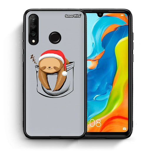 Θήκη Huawei P30 Lite Xmas Zzzz από τη Smartfits με σχέδιο στο πίσω μέρος και μαύρο περίβλημα | Huawei P30 Lite Xmas Zzzz case with colorful back and black bezels