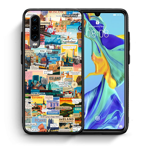 Θήκη Huawei P30 Live To Travel από τη Smartfits με σχέδιο στο πίσω μέρος και μαύρο περίβλημα | Huawei P30 Live To Travel case with colorful back and black bezels