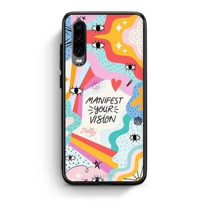 Huawei P30 Manifest Your Vision θήκη από τη Smartfits με σχέδιο στο πίσω μέρος και μαύρο περίβλημα | Smartphone case with colorful back and black bezels by Smartfits