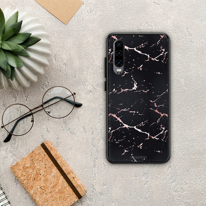 Marble Black Rosegold - Huawei P30 θήκη