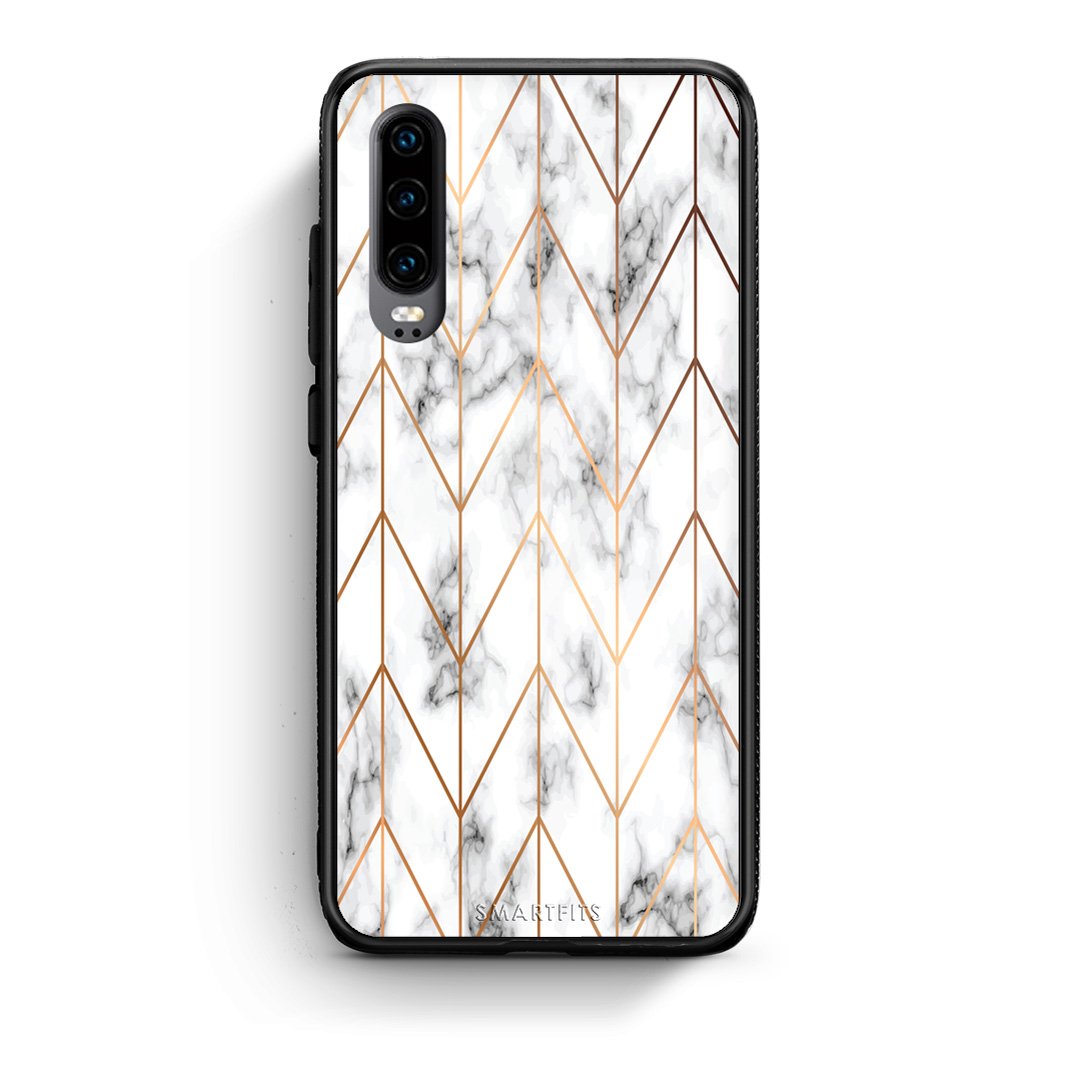 44 - Huawei P30  Gold Geometric Marble case, cover, bumper