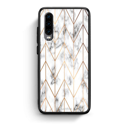 44 - Huawei P30  Gold Geometric Marble case, cover, bumper