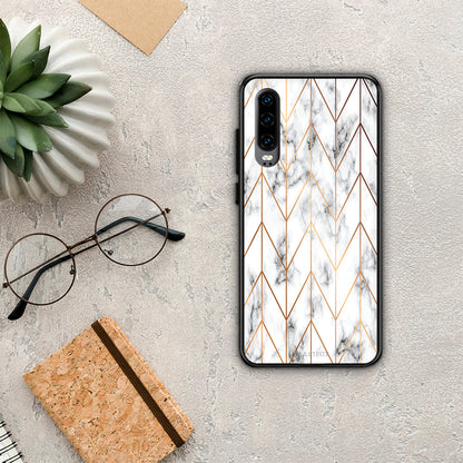 Marble Gold Geometric - Huawei P30 θήκη