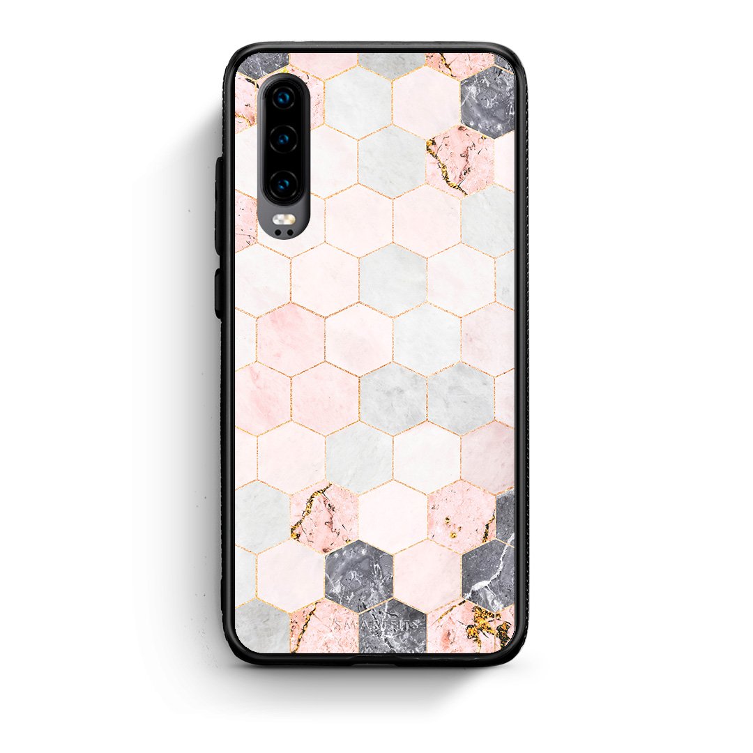 4 - Huawei P30 Hexagon Pink Marble case, cover, bumper