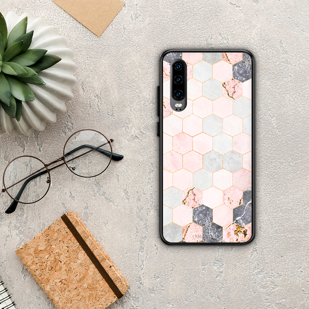 Marble Hexagon Pink - Huawei P30 θήκη