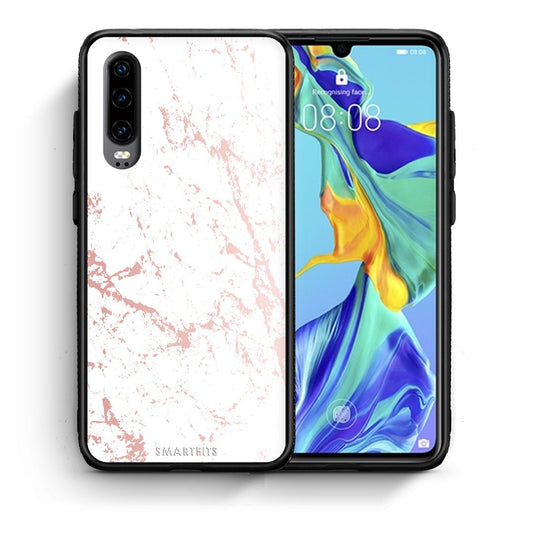 Θήκη Huawei P30 Pink Splash Marble από τη Smartfits με σχέδιο στο πίσω μέρος και μαύρο περίβλημα | Huawei P30 Pink Splash Marble case with colorful back and black bezels