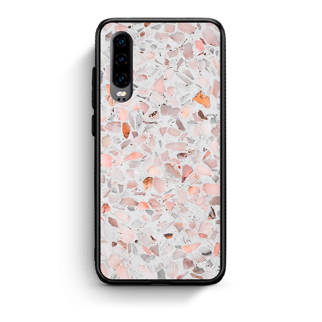 Huawei P30 Marble Terrazzo θήκη από τη Smartfits με σχέδιο στο πίσω μέρος και μαύρο περίβλημα | Smartphone case with colorful back and black bezels by Smartfits