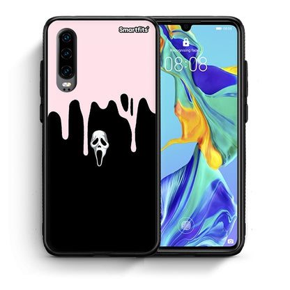 Θήκη Huawei P30 Melting Halloween Mask από τη Smartfits με σχέδιο στο πίσω μέρος και μαύρο περίβλημα | Huawei P30 Melting Halloween Mask case with colorful back and black bezels