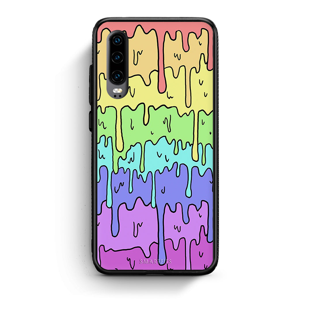 Huawei P30 Melting Rainbow θήκη από τη Smartfits με σχέδιο στο πίσω μέρος και μαύρο περίβλημα | Smartphone case with colorful back and black bezels by Smartfits