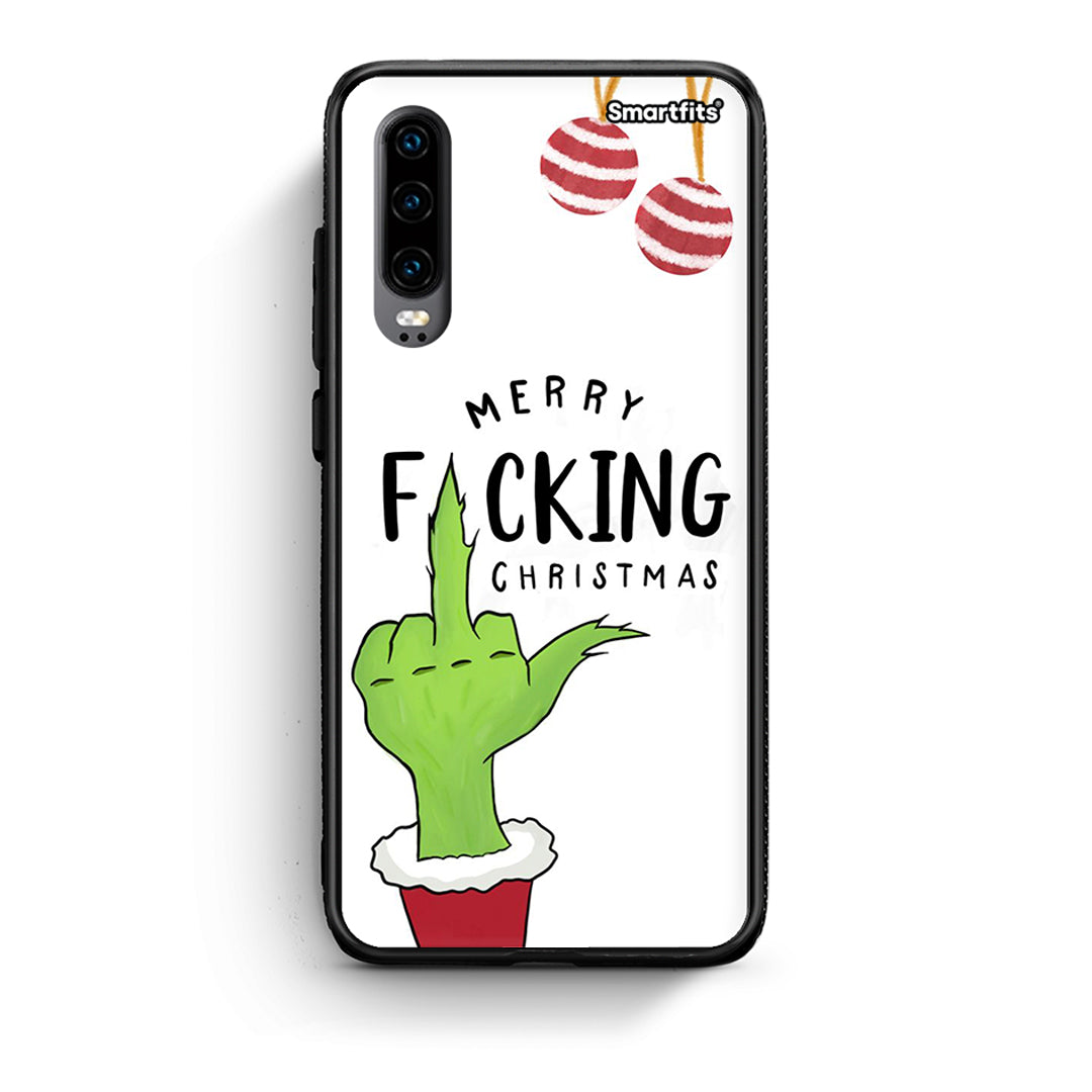 Huawei P30 Merry F Xmas θήκη από τη Smartfits με σχέδιο στο πίσω μέρος και μαύρο περίβλημα | Smartphone case with colorful back and black bezels by Smartfits