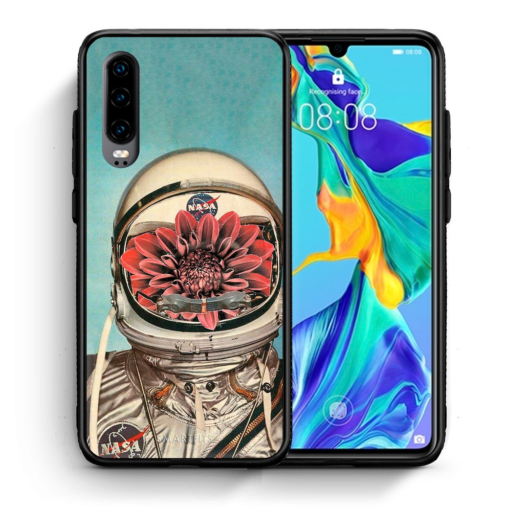 Θήκη Huawei P30 Nasa Bloom από τη Smartfits με σχέδιο στο πίσω μέρος και μαύρο περίβλημα | Huawei P30 Nasa Bloom case with colorful back and black bezels
