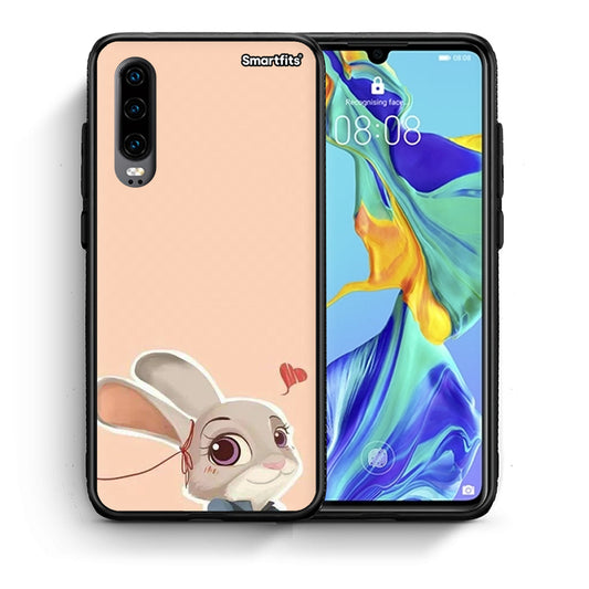 Θήκη Huawei P30 Nick Wilde And Judy Hopps Love 2 από τη Smartfits με σχέδιο στο πίσω μέρος και μαύρο περίβλημα | Huawei P30 Nick Wilde And Judy Hopps Love 2 case with colorful back and black bezels