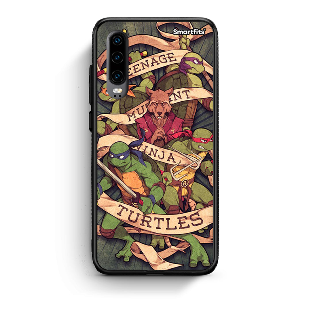 Huawei P30 Ninja Turtles θήκη από τη Smartfits με σχέδιο στο πίσω μέρος και μαύρο περίβλημα | Smartphone case with colorful back and black bezels by Smartfits