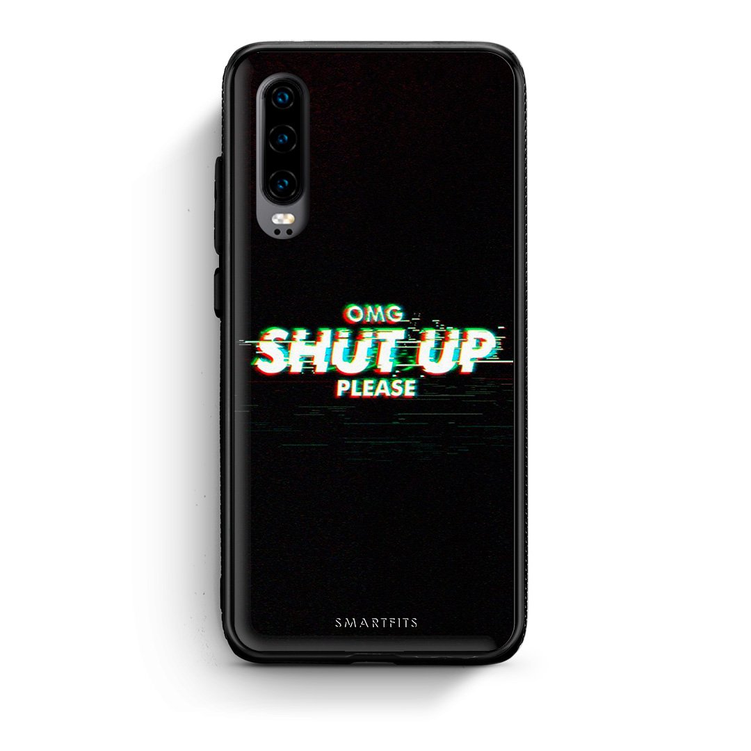 Huawei P30 OMG ShutUp θήκη από τη Smartfits με σχέδιο στο πίσω μέρος και μαύρο περίβλημα | Smartphone case with colorful back and black bezels by Smartfits