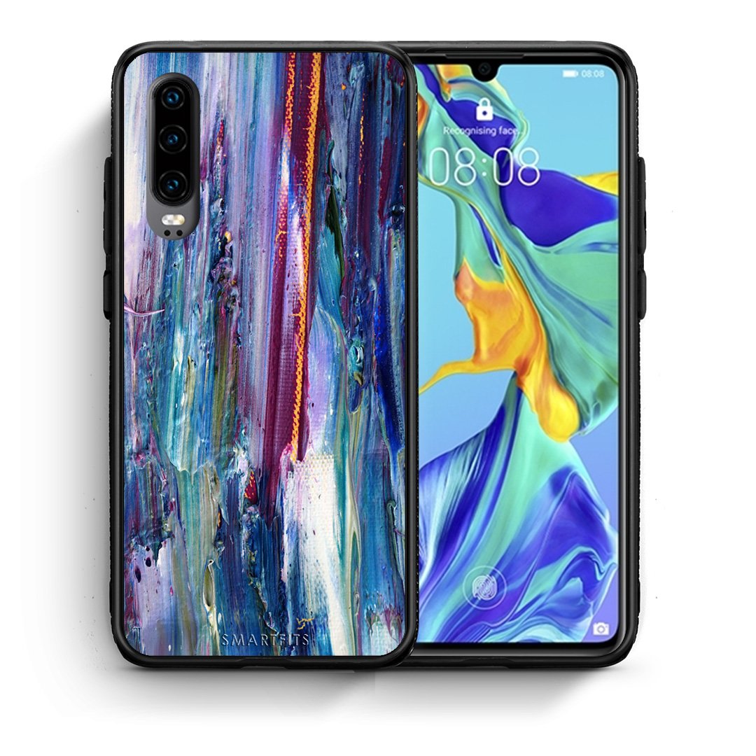 Θήκη Huawei P30 Winter Paint από τη Smartfits με σχέδιο στο πίσω μέρος και μαύρο περίβλημα | Huawei P30 Winter Paint case with colorful back and black bezels