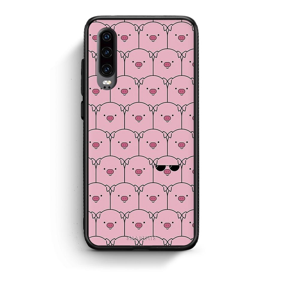 Huawei P30 Pig Glasses θήκη από τη Smartfits με σχέδιο στο πίσω μέρος και μαύρο περίβλημα | Smartphone case with colorful back and black bezels by Smartfits